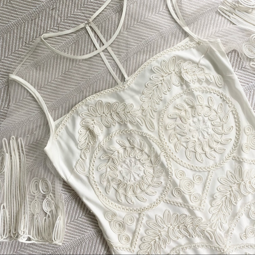 Badgley Mischka Silk Wedding Embroidered Dress Sz4